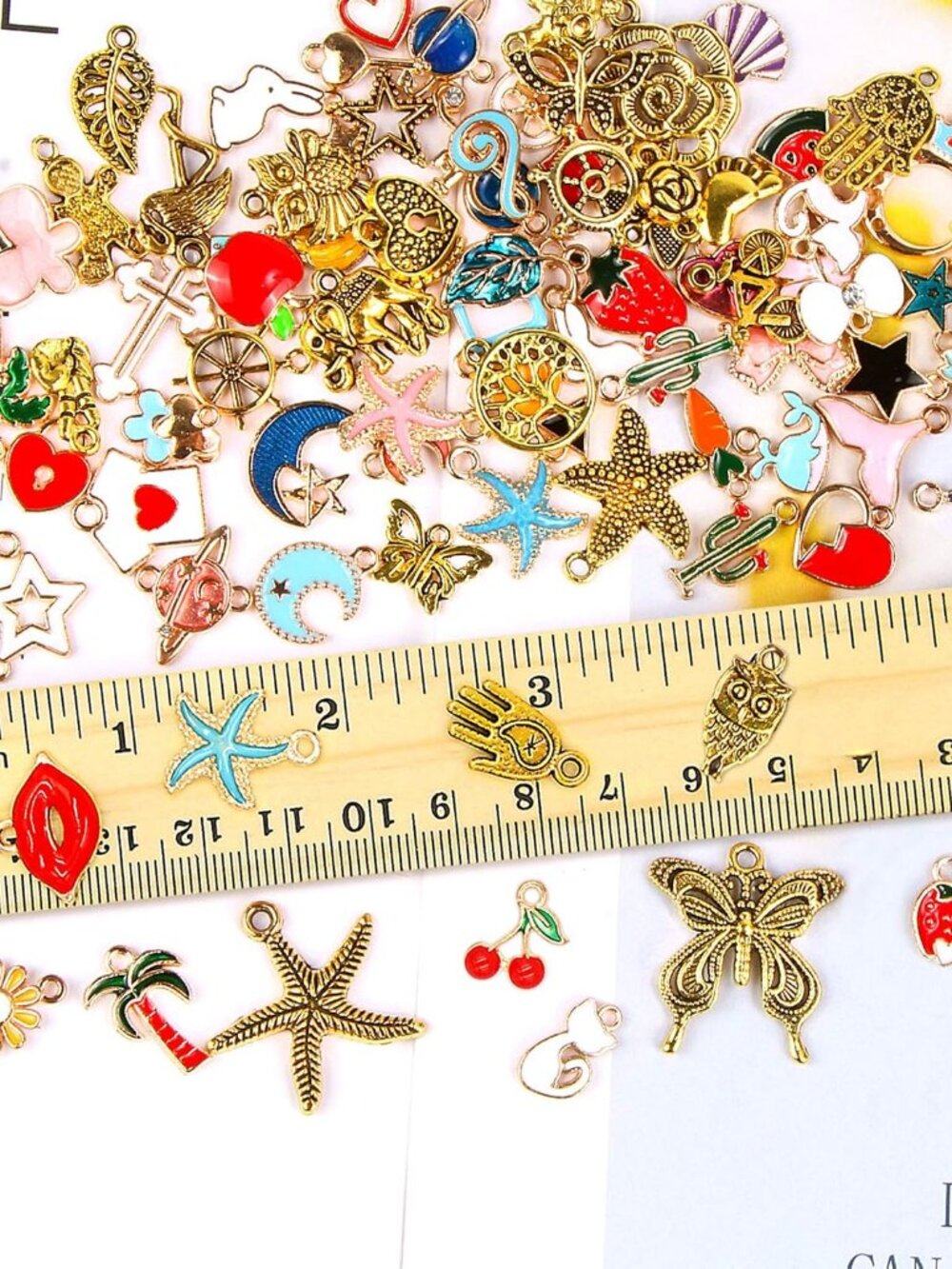 220Pcs Bracelet Charms Assorted Gold Plated Enamel Charms Necklace Bracelet Earr - Picture 2 of 7